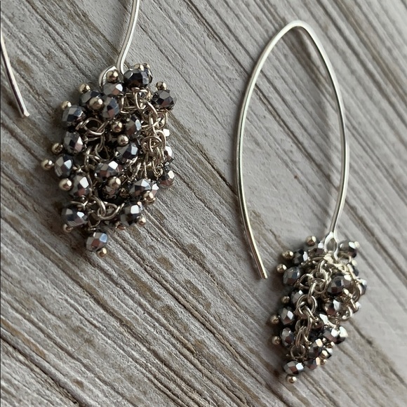 Sterling Silver Pyrite Cluster Dangle Earrings NEW - Picture 7 of 8